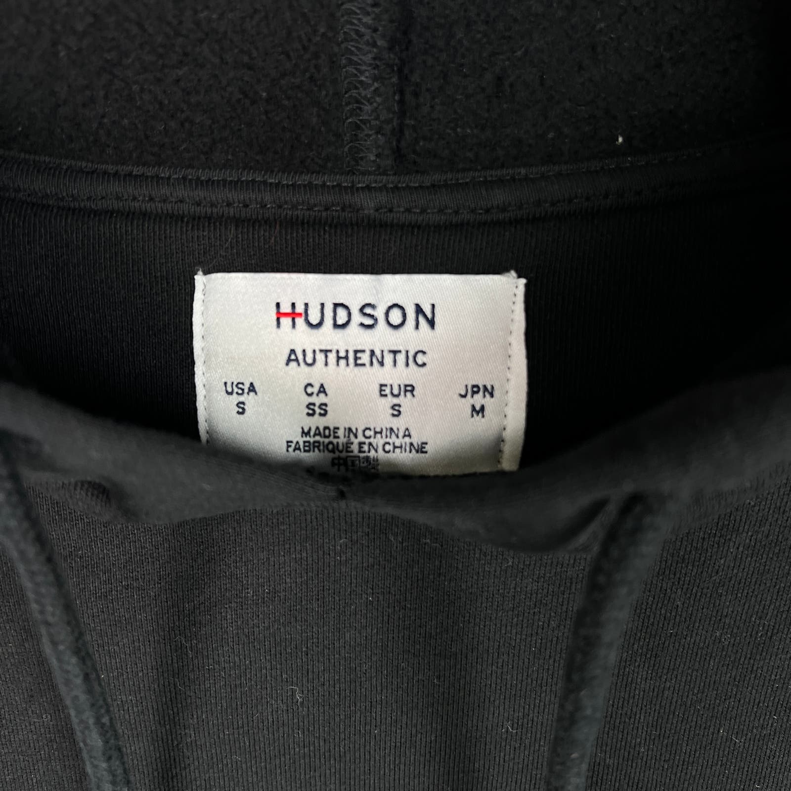 Hudson Authentic Men Black Hoodie US S Long Sleeve Pullover 100% Cotton
