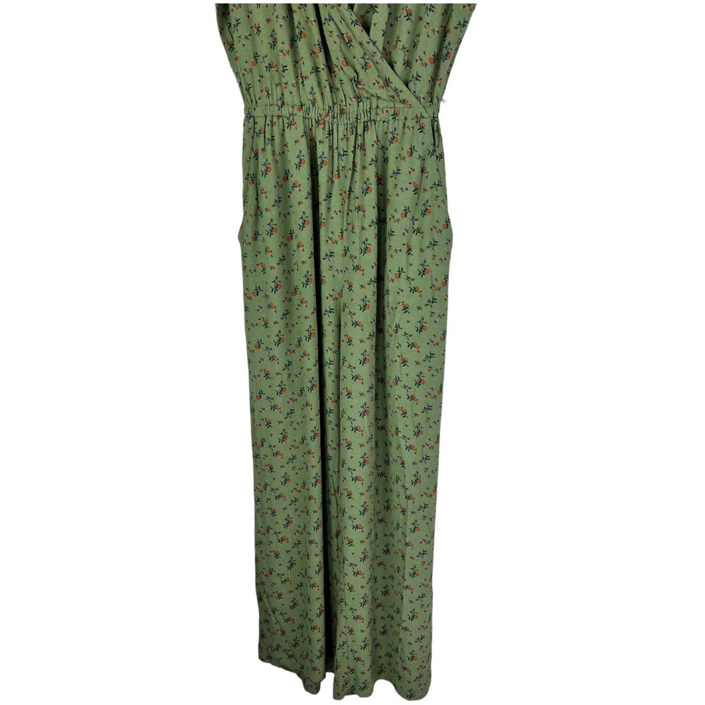 Sanctuary Women Green Jumpsuit US S V-Neck Wrap Floral Print Dress