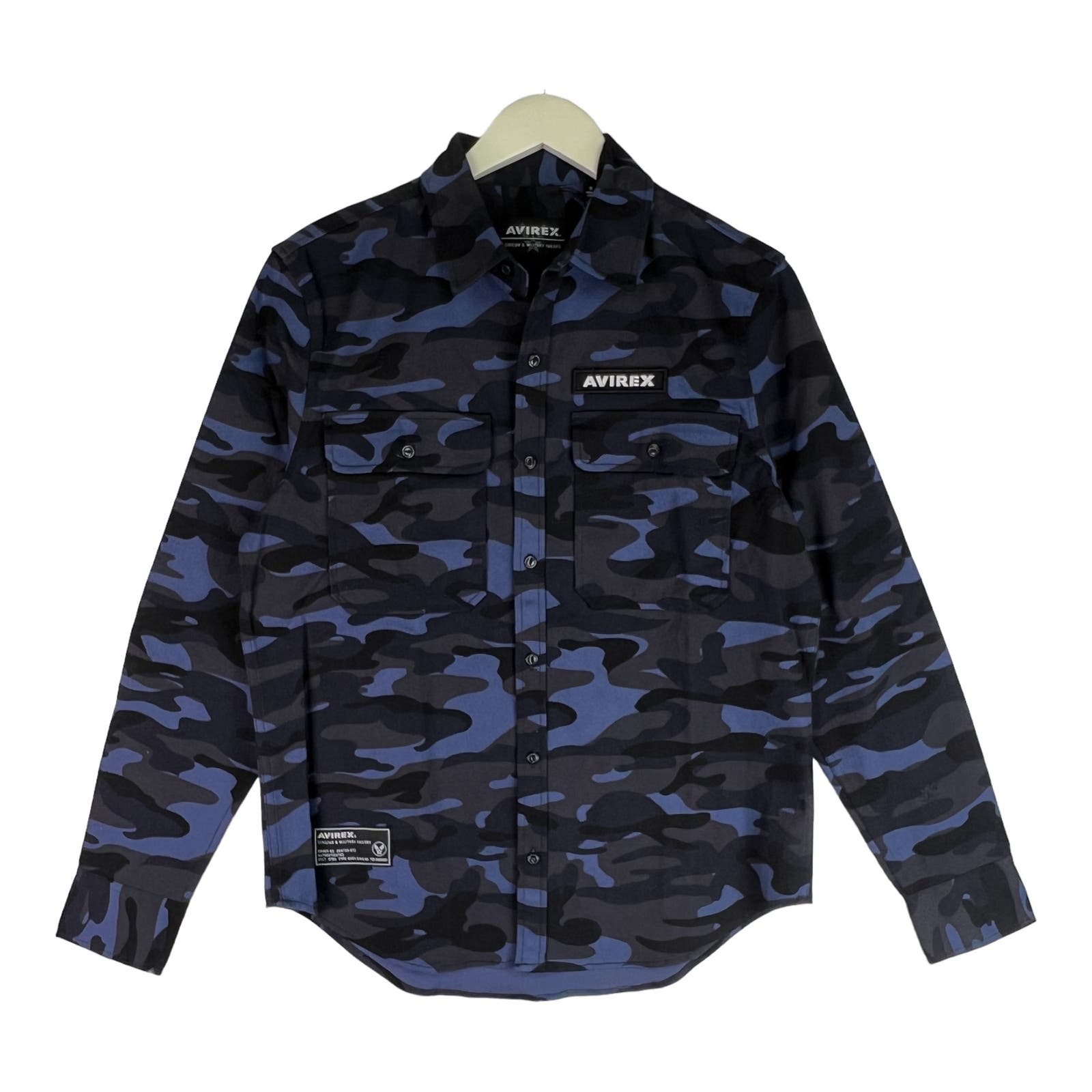 Avirex Civilian Military Tailors Men Navy Blazer US S Camo Button-down Shirt