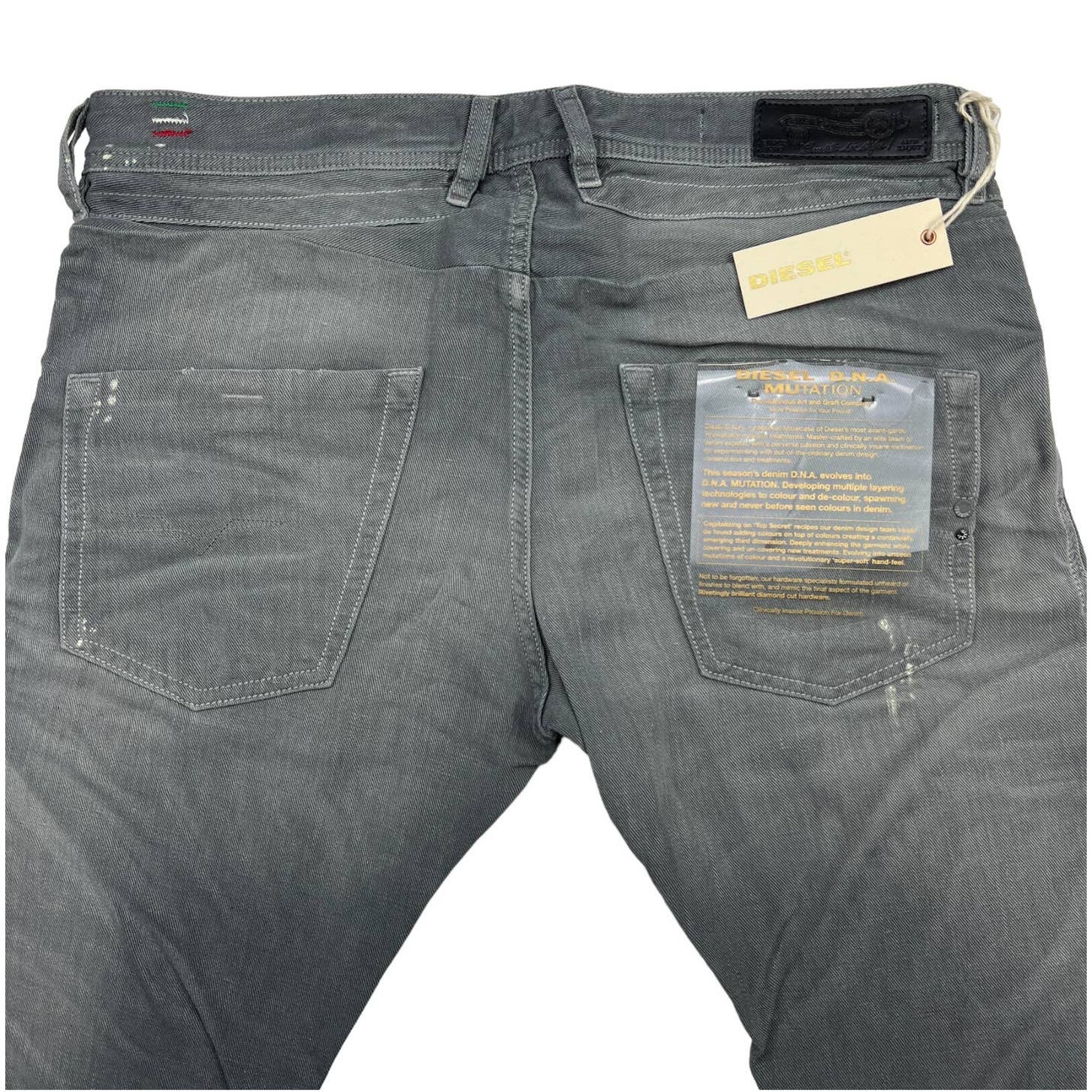 Diesel Men Grey Jeans Slim Fit US 38 Buttons Linen Cotton