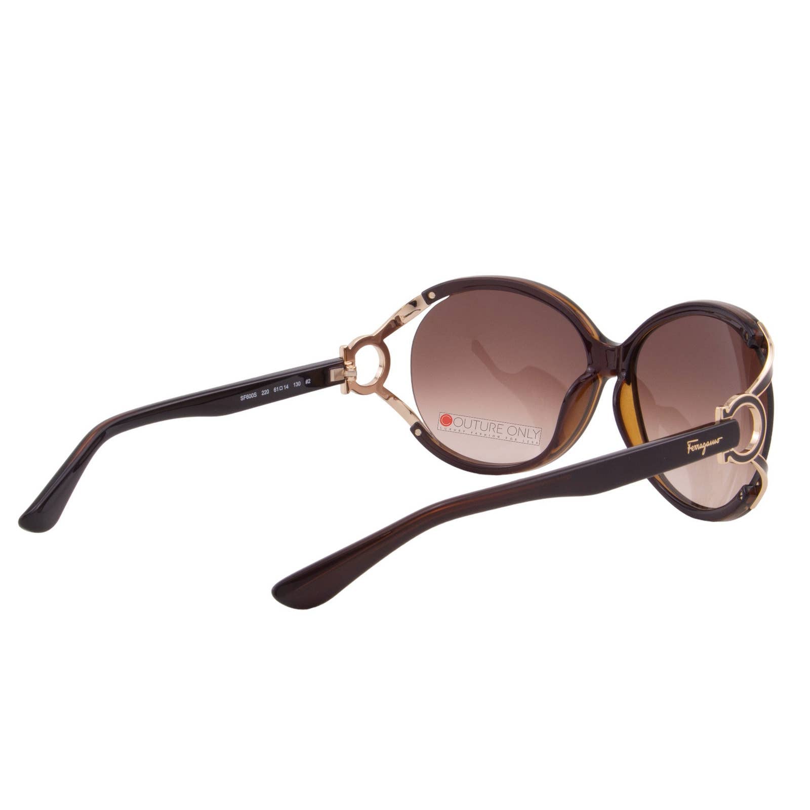 Women Round Oversized Brown Gold Sunglasses SF600S-220