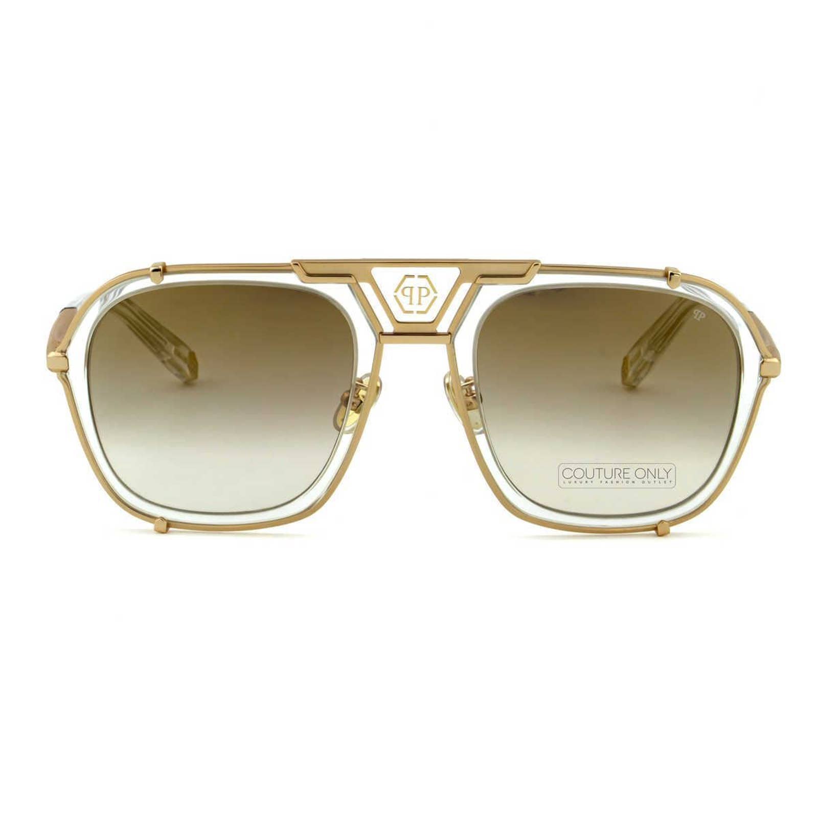 Men Square Aviator Gold Titanium Sunglasses SPP010M-349G