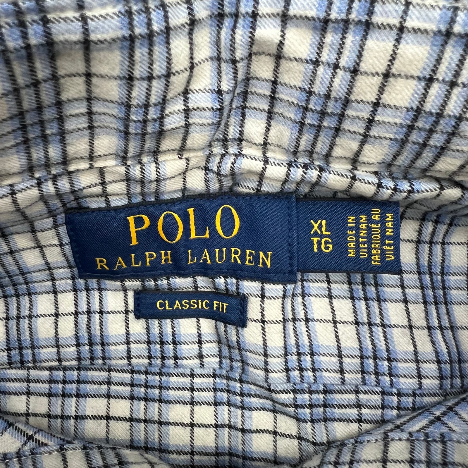 Polo By Ralph Lauren Men White Gray Plaid Button Down Long Sleeve US XL