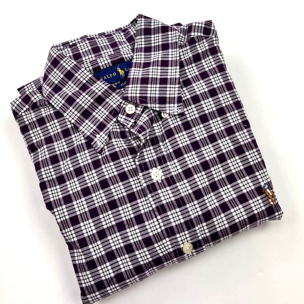 Polo Ralph Lauren Men Plaid Check US XS Oxford Dress Shirt