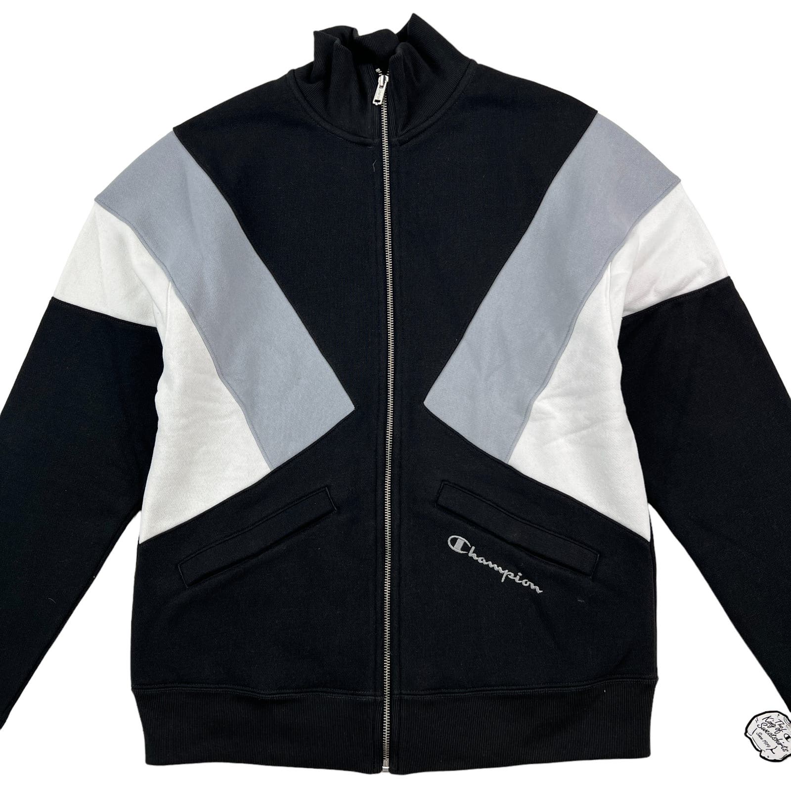 Champion Men Black Full Zip Track Jacket US S Reverse Weave Colorblock