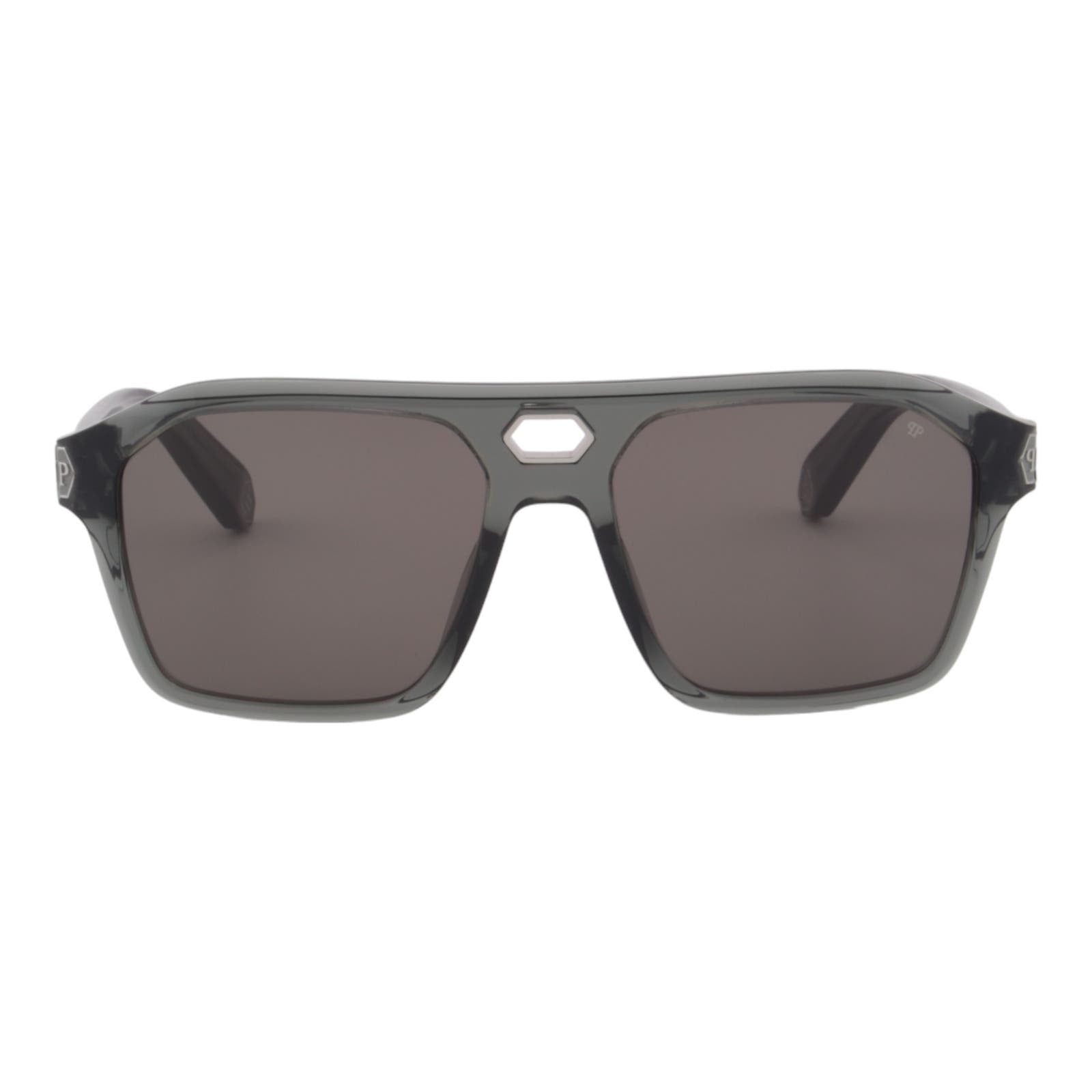 Men Designer Sunglasses SPP072M-09RM Transparent Green Square Frame