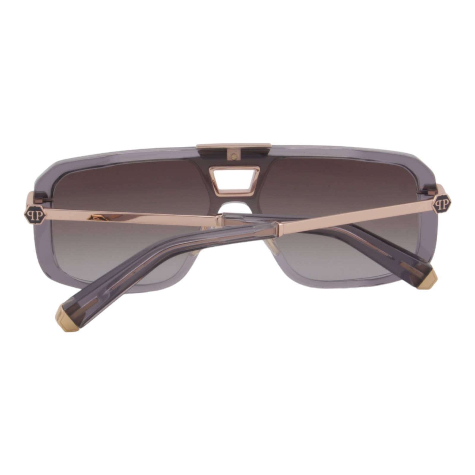 Men Square Shield Sunglasses SPP008M-0M78 Gray Transparent