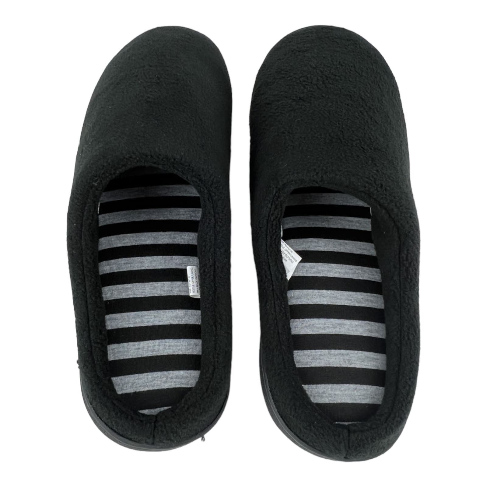 Gold Toe Men US XL Fleece Scuff Warm Plush Black Slippers Shoes