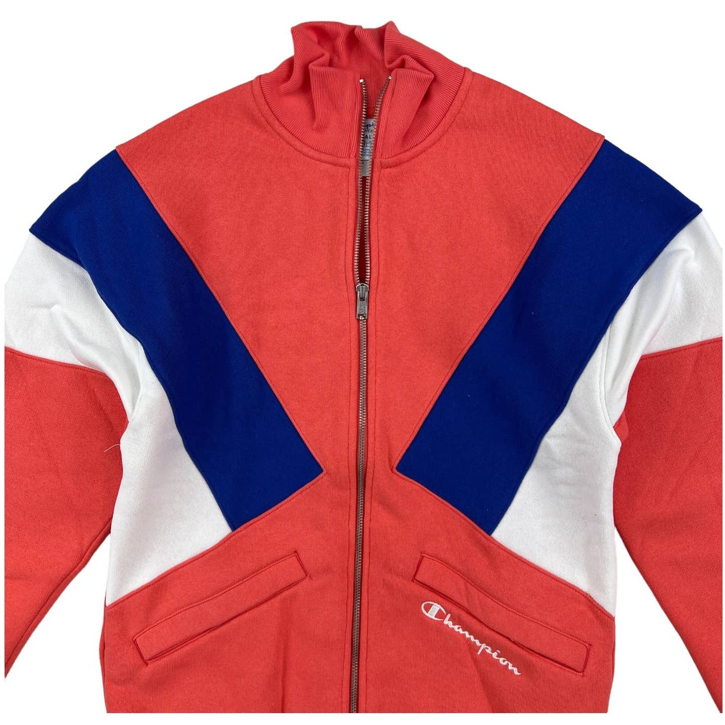 Champion Men Coral Red Full Zip Track Jacket US XS Reverse Weave