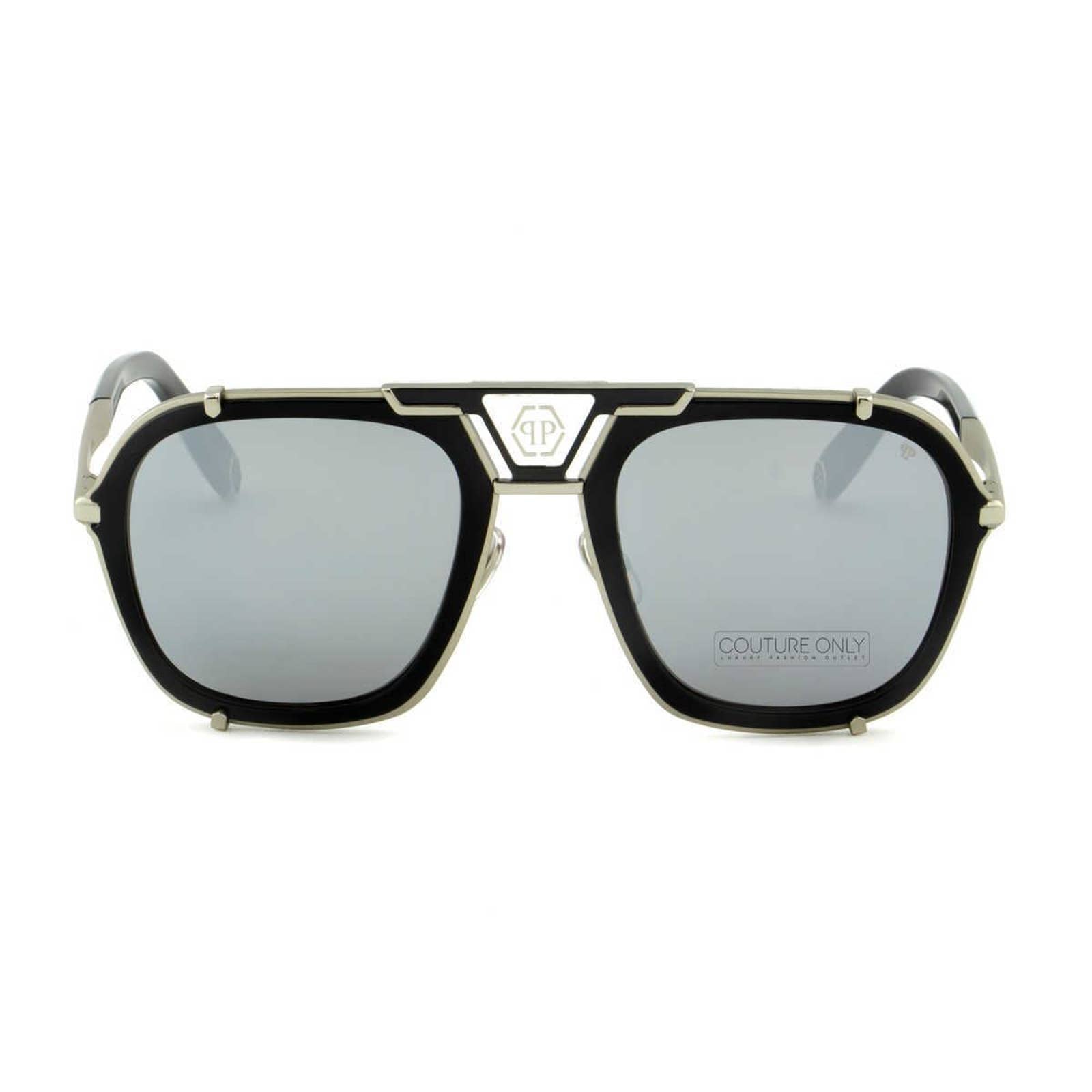Men Black Aviator Titanium Sunglasses SPP010M-589X