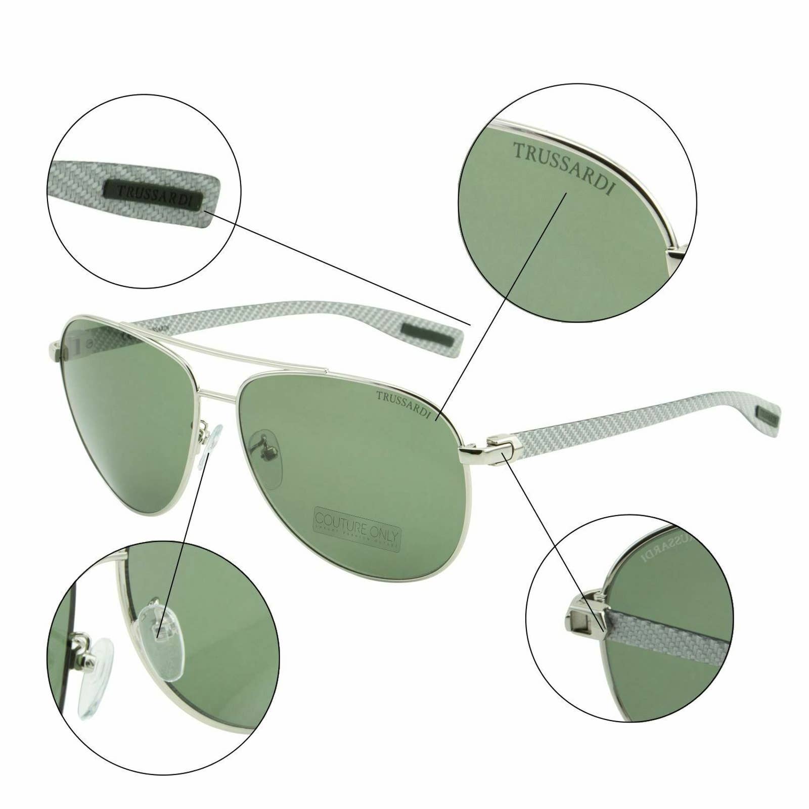 Men Silver Green Aviator Sunglasses STR-175-0579