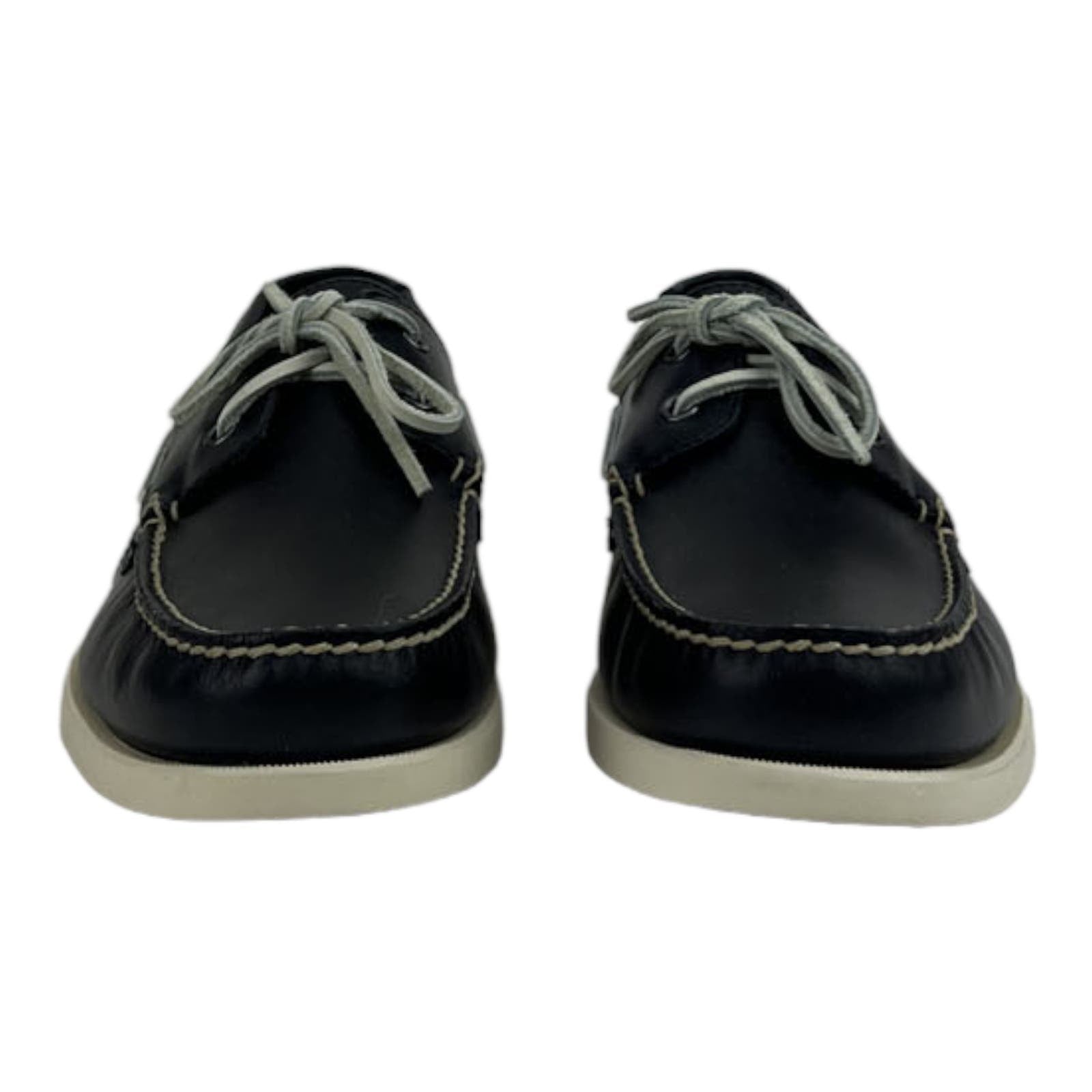 EASTLAND SEAPORT Men US 10.5 Moc Toe Navy Lace-up Leather Boat Shoes
