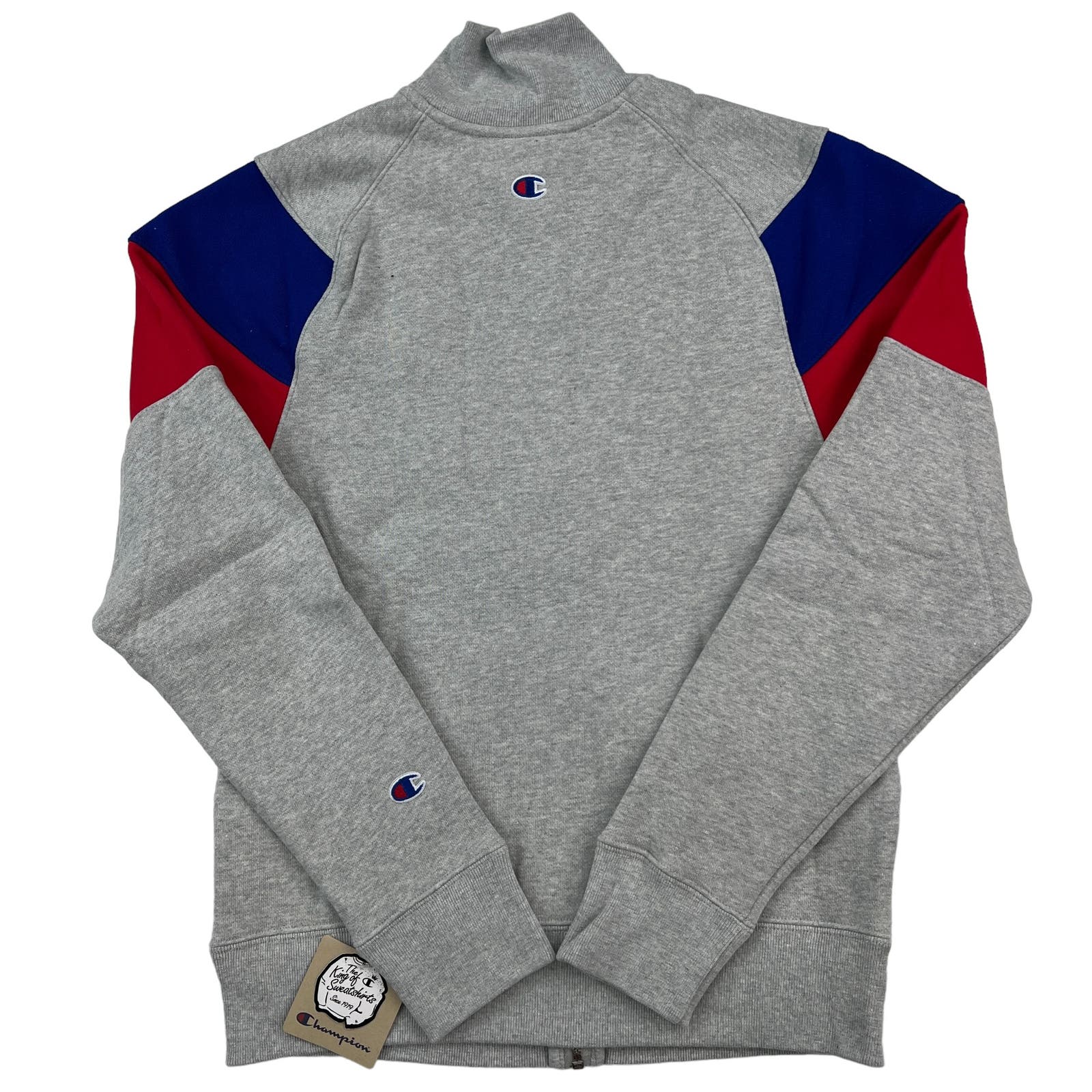 Champion Men Grey Full Zip Track Jacket US XS Reverse Weave Colorblock