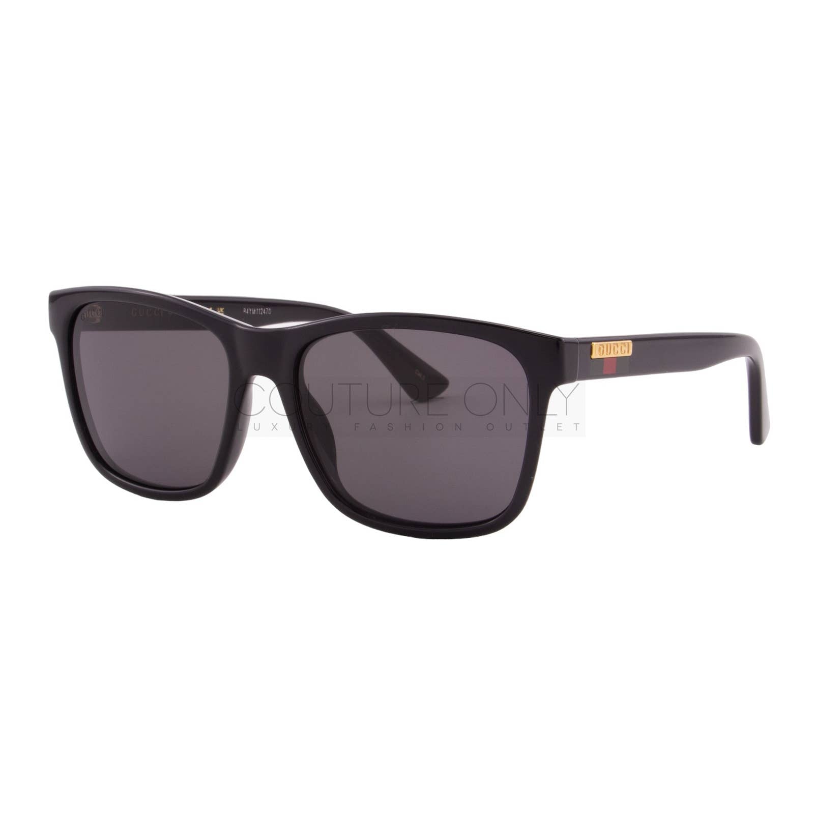 Men Black Square Sunglasses GG0746S-001 Gray Lens
