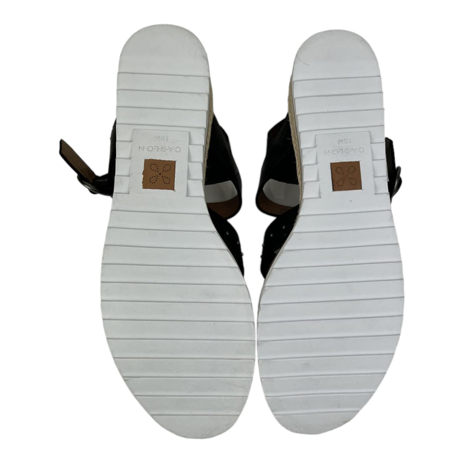Caslon Women US 10 Slides Black Leather Sandal Shoes