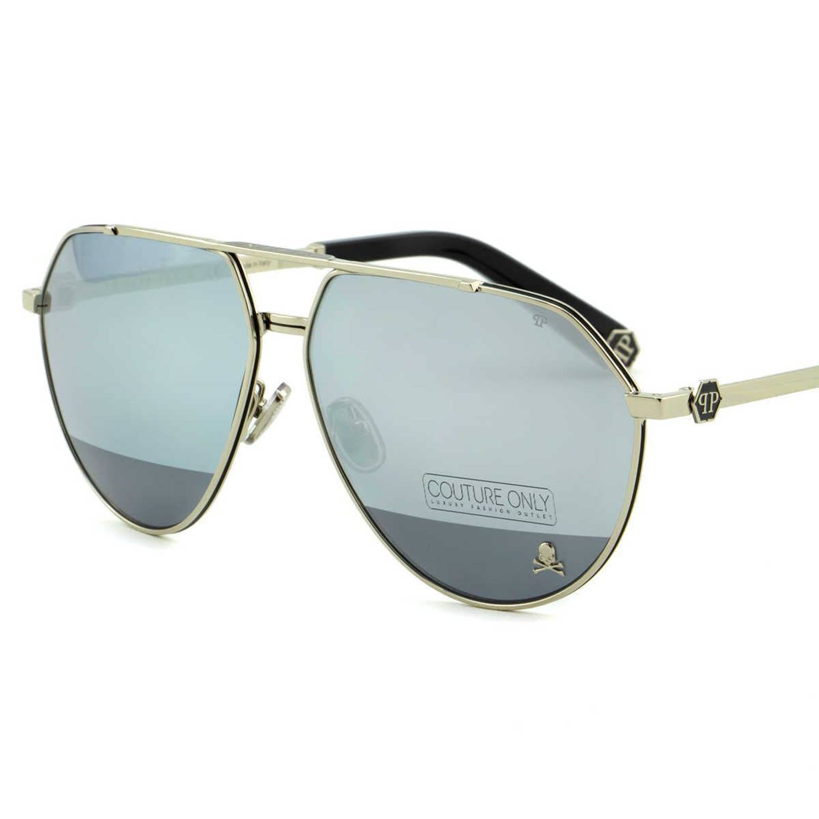 Men Silver Metal Aviator Sunglasses SPP007M-583H