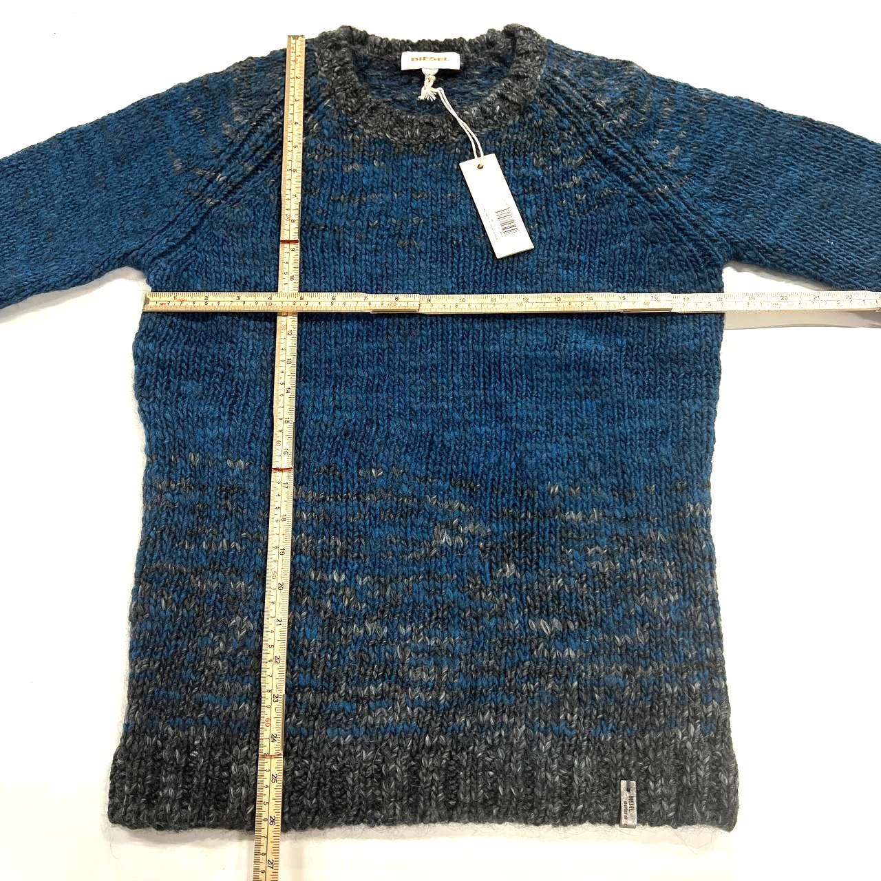 Diesel Wool Men Navy Sweater US S Colamba Crewneck Pullover