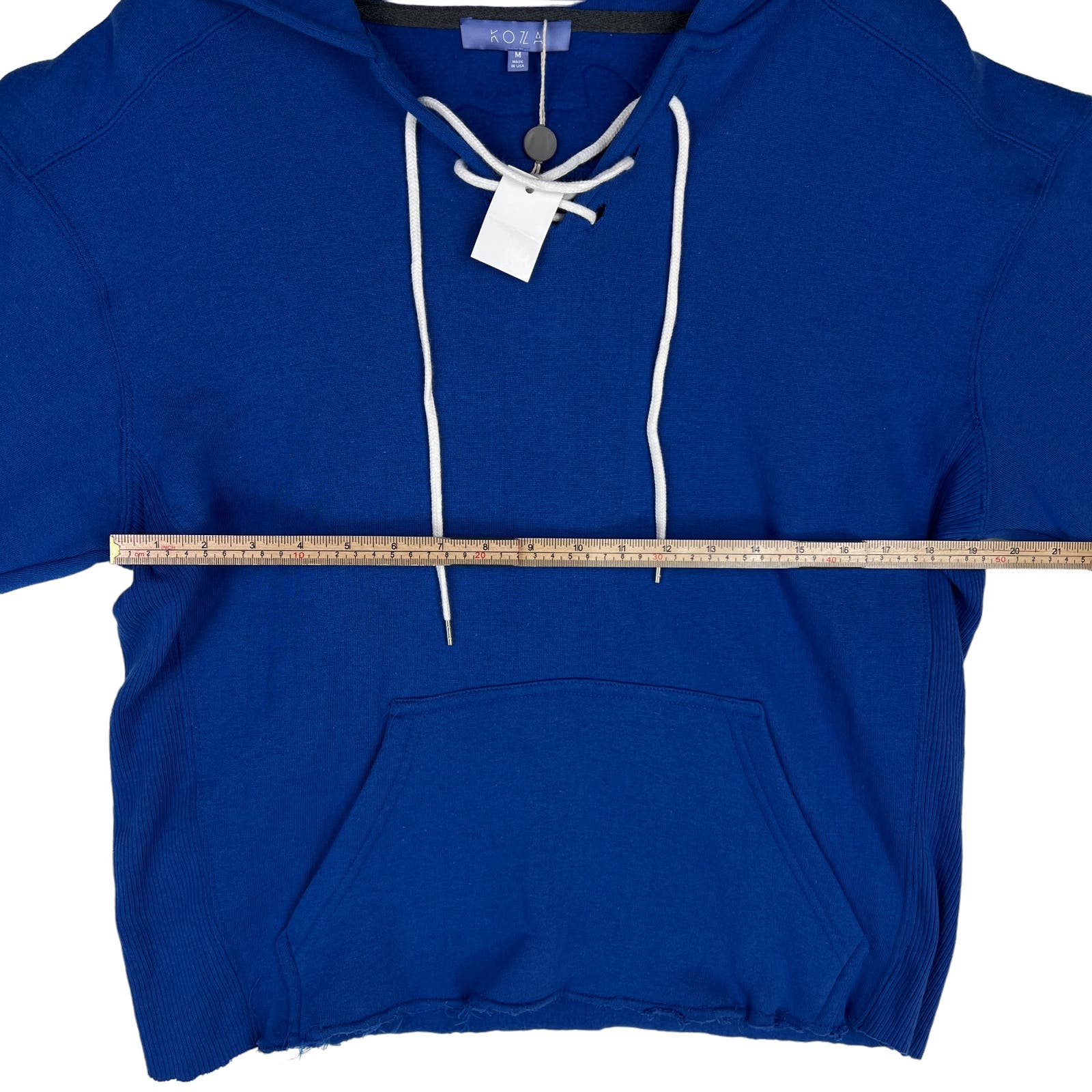 KOZA Men Blue Hoodie Pull-on US M Long Sleeve Unisex Cotton Sweater