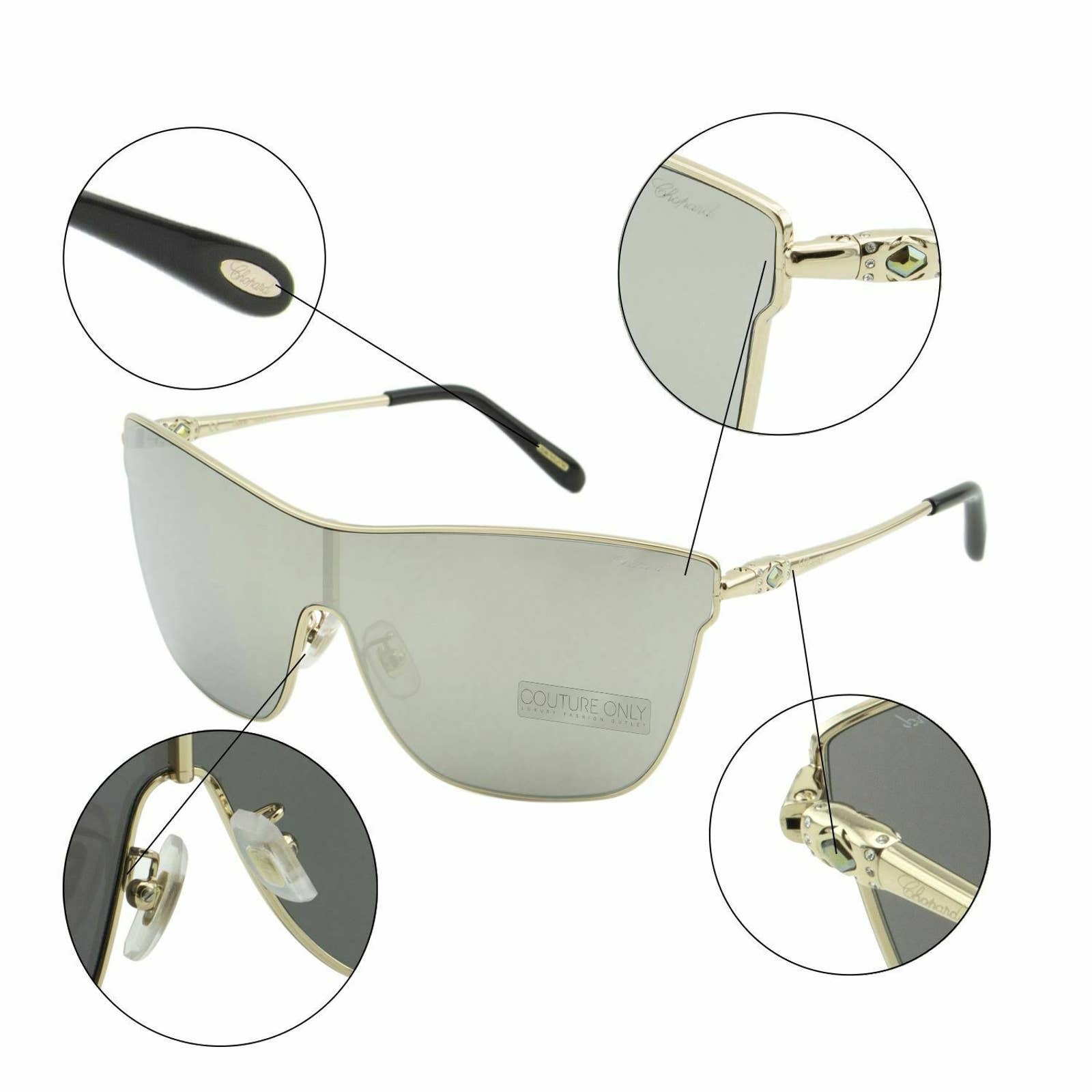 Women Gold Shield Sunglasses SCHC20S-300G Mirrored