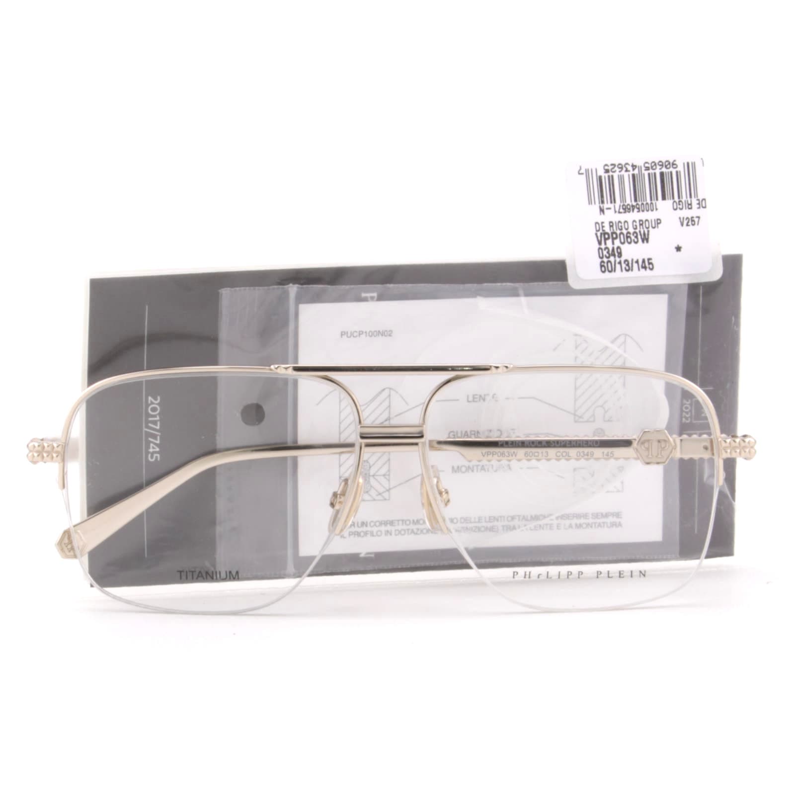 Men Square Glasses VPP063W-0349 Gold Titanium Semi Rimless Optical Frame