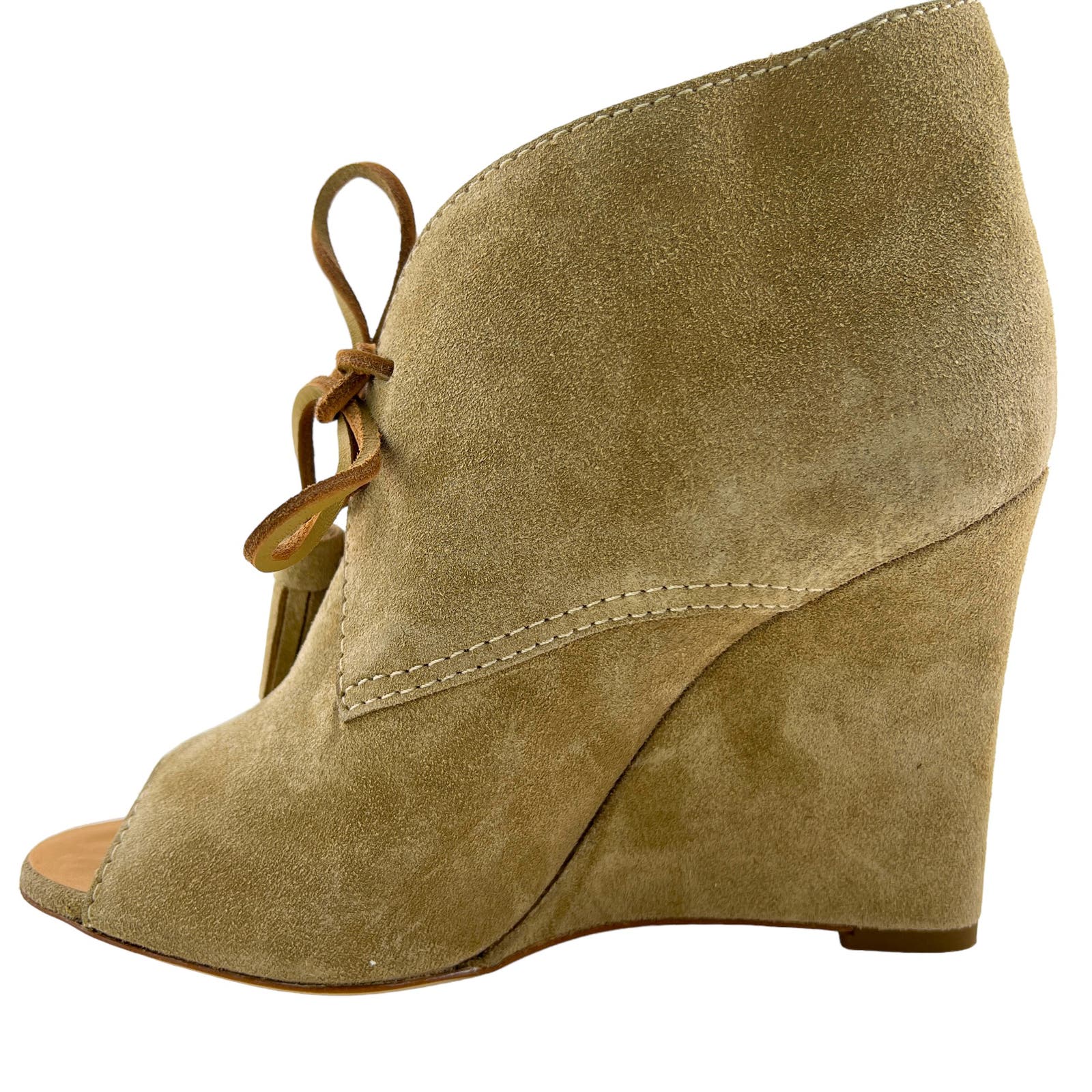 Dsquared2 Women US 7 Booties Suede Leather Peep Toe Wedge Heels Shoes