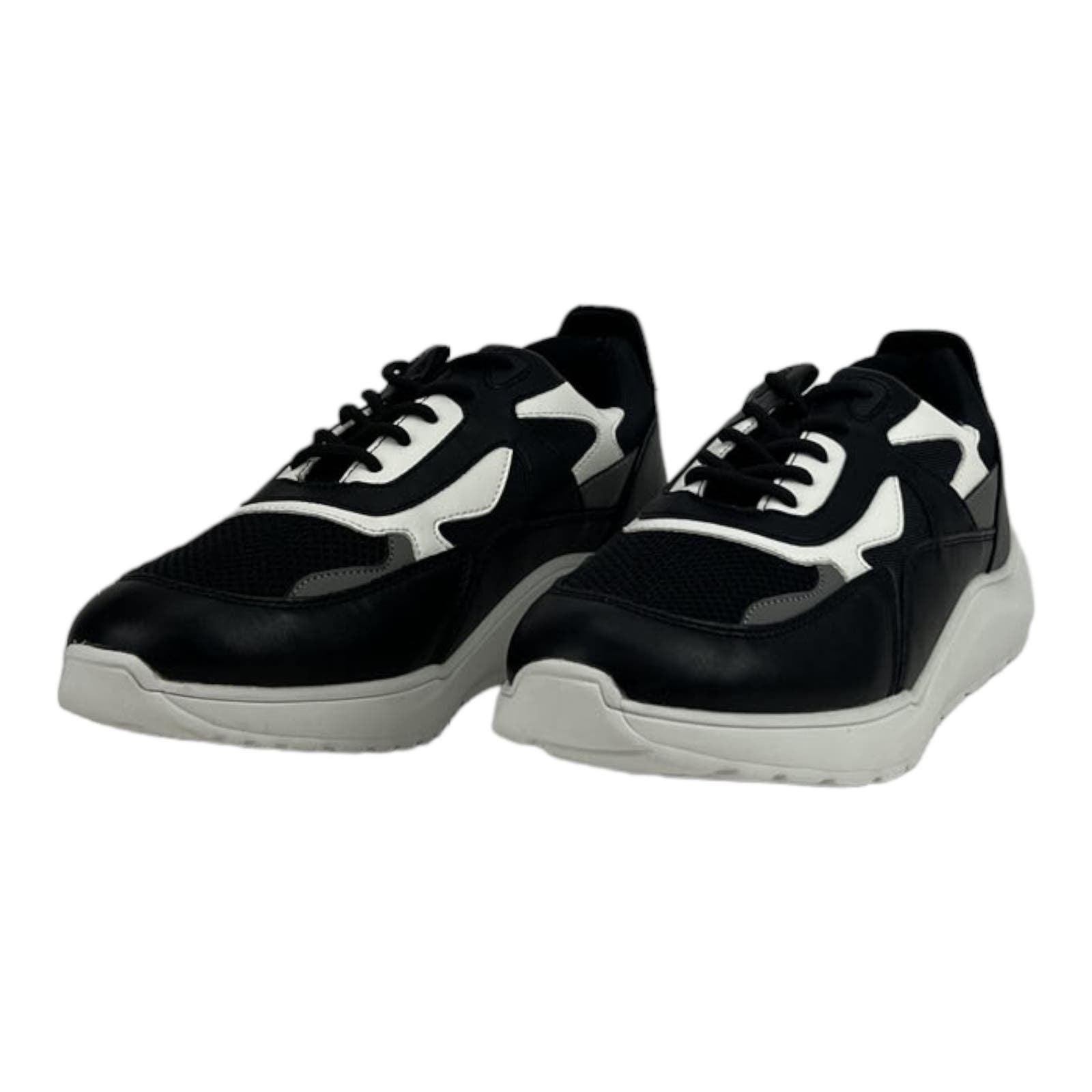 Kingside Men US 9.5 Phillip Black White Athletic Tetoron Laces Moc-Toe Shoes