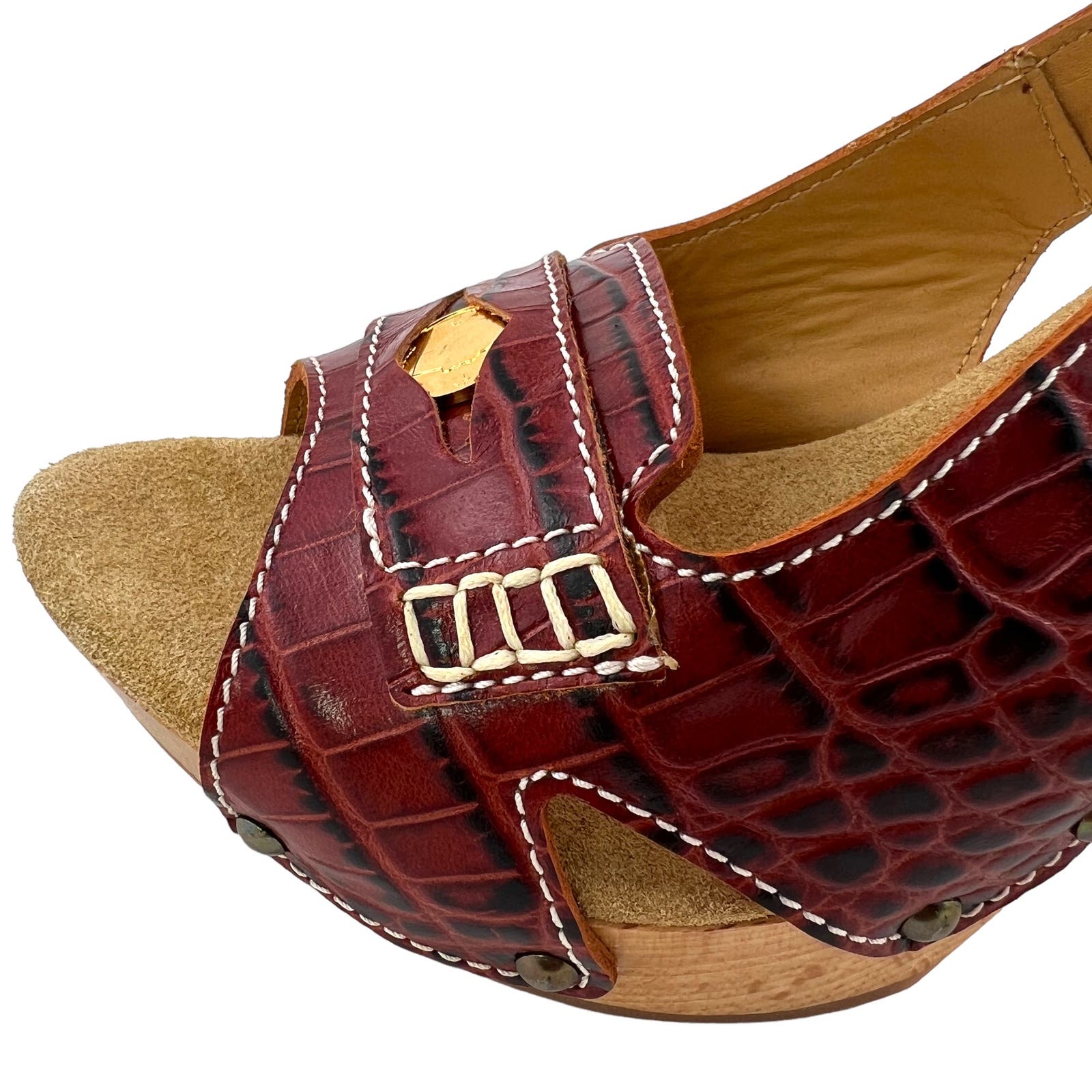 Dsquared2 Women US 10 Brown Leather Pumps Open Toe Shoes