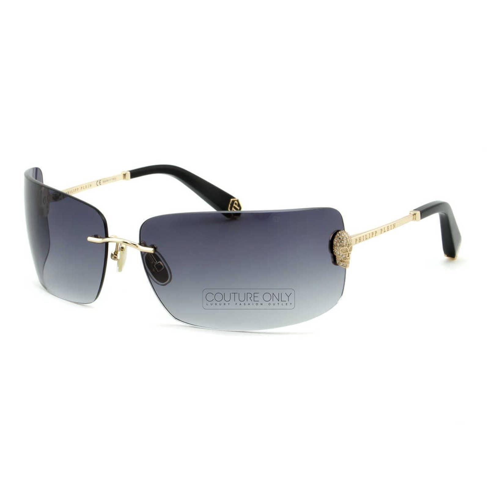 Women Titanium Rimless Gray Sunglasses SPP027S-0300