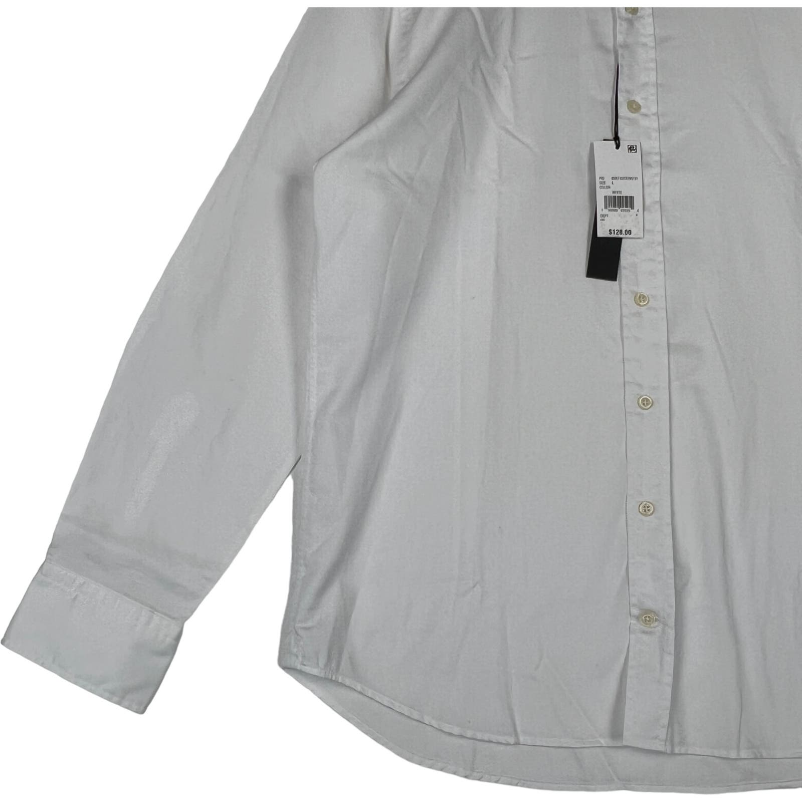 Dylan Gray Men White Cotton Dress US L  Long Sleeve Button-down