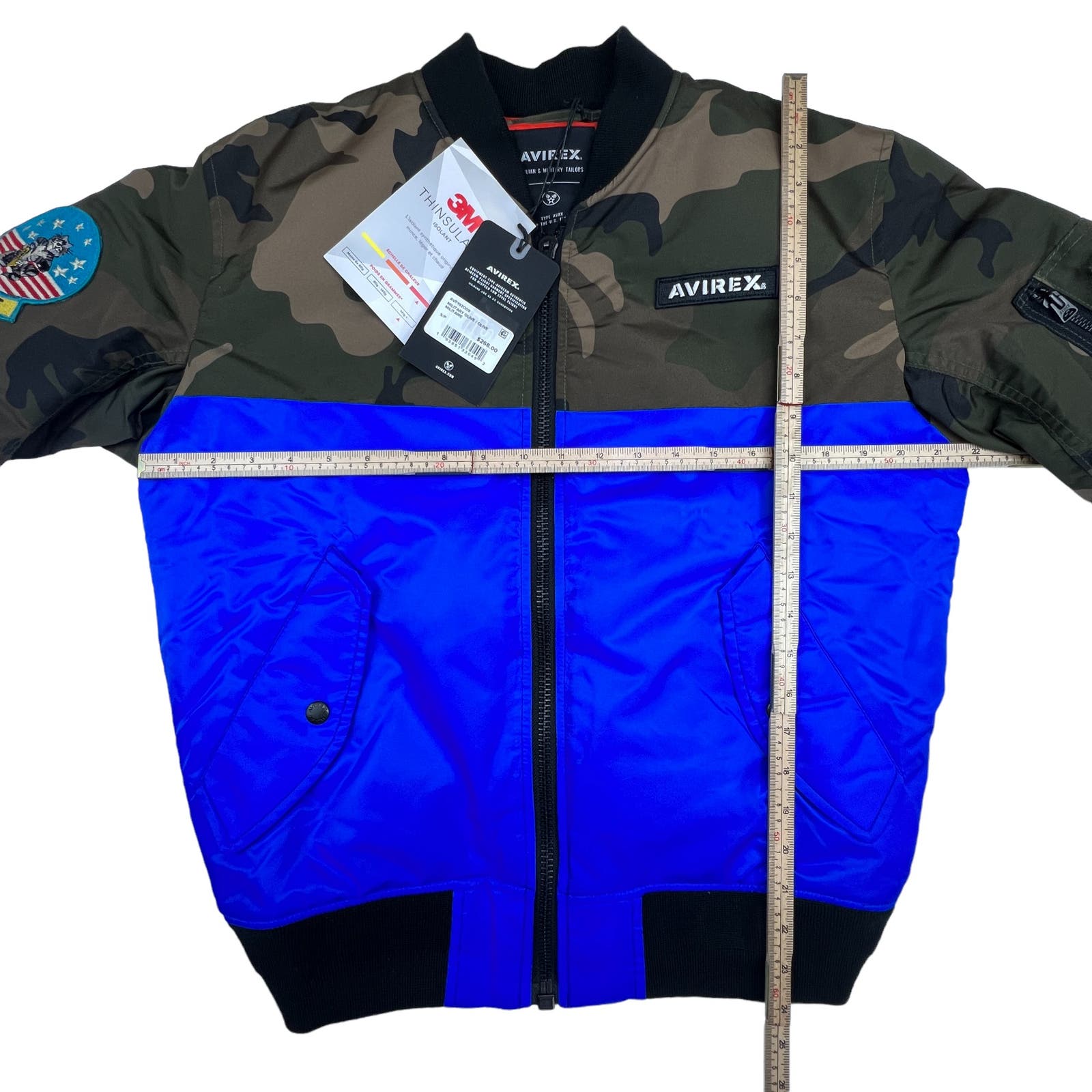 Avirex Men Camo Bomber Jacket US S Military Olive Flight Garment