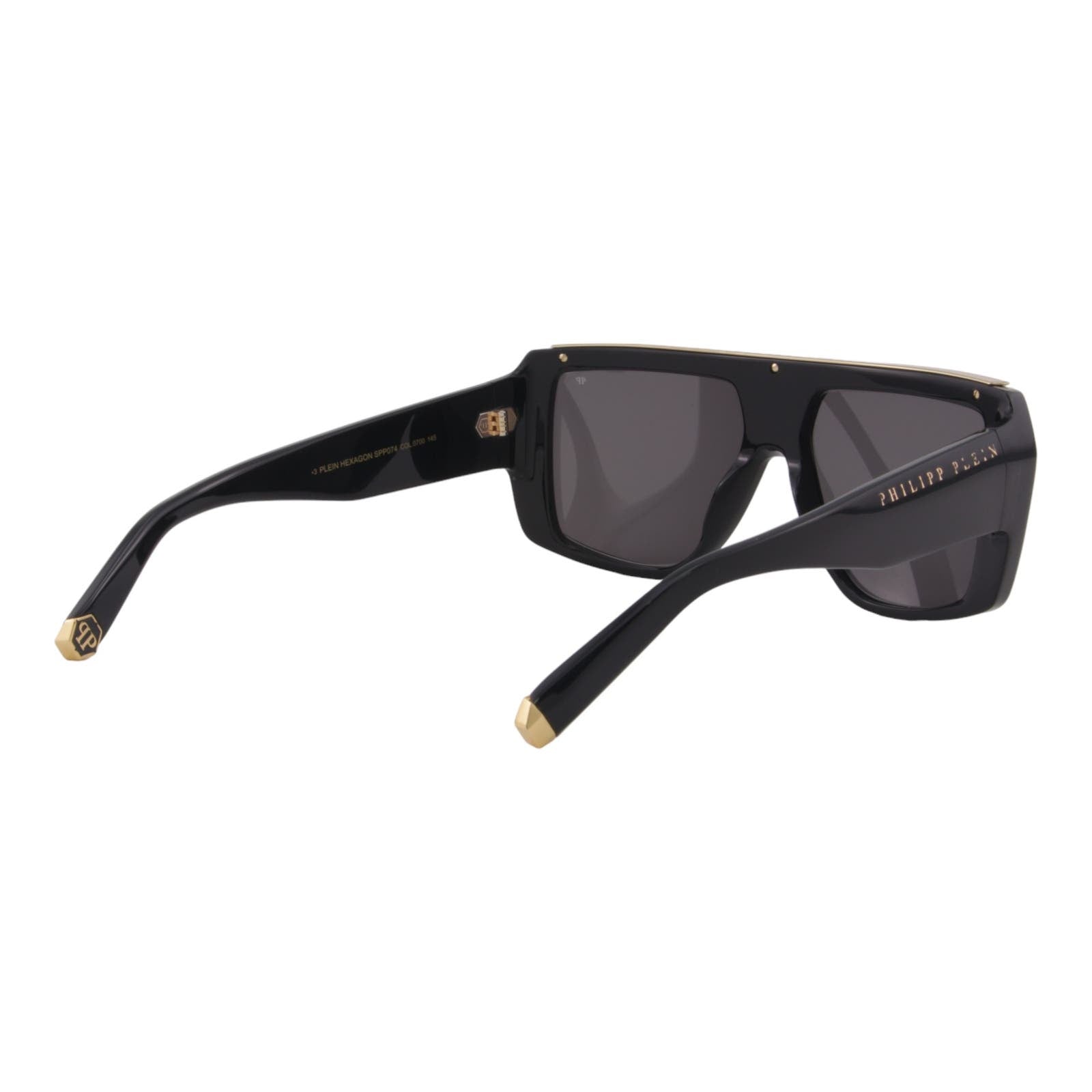 Men Designer Sunglasses SPP074-0700 Stylish Black Square Frame Gray Lens
