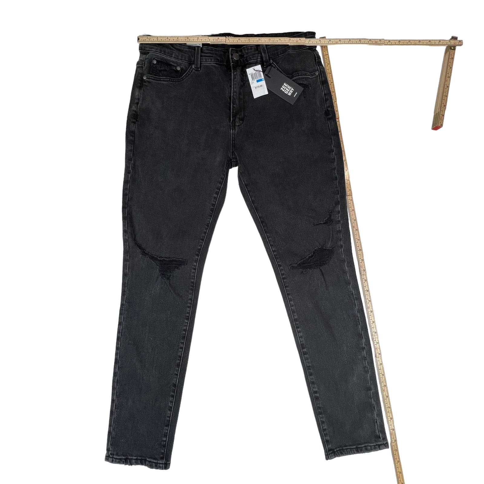 ZeeGeeWhy Men Black Ripped Jeans US 8 Pipes Skinny Crop