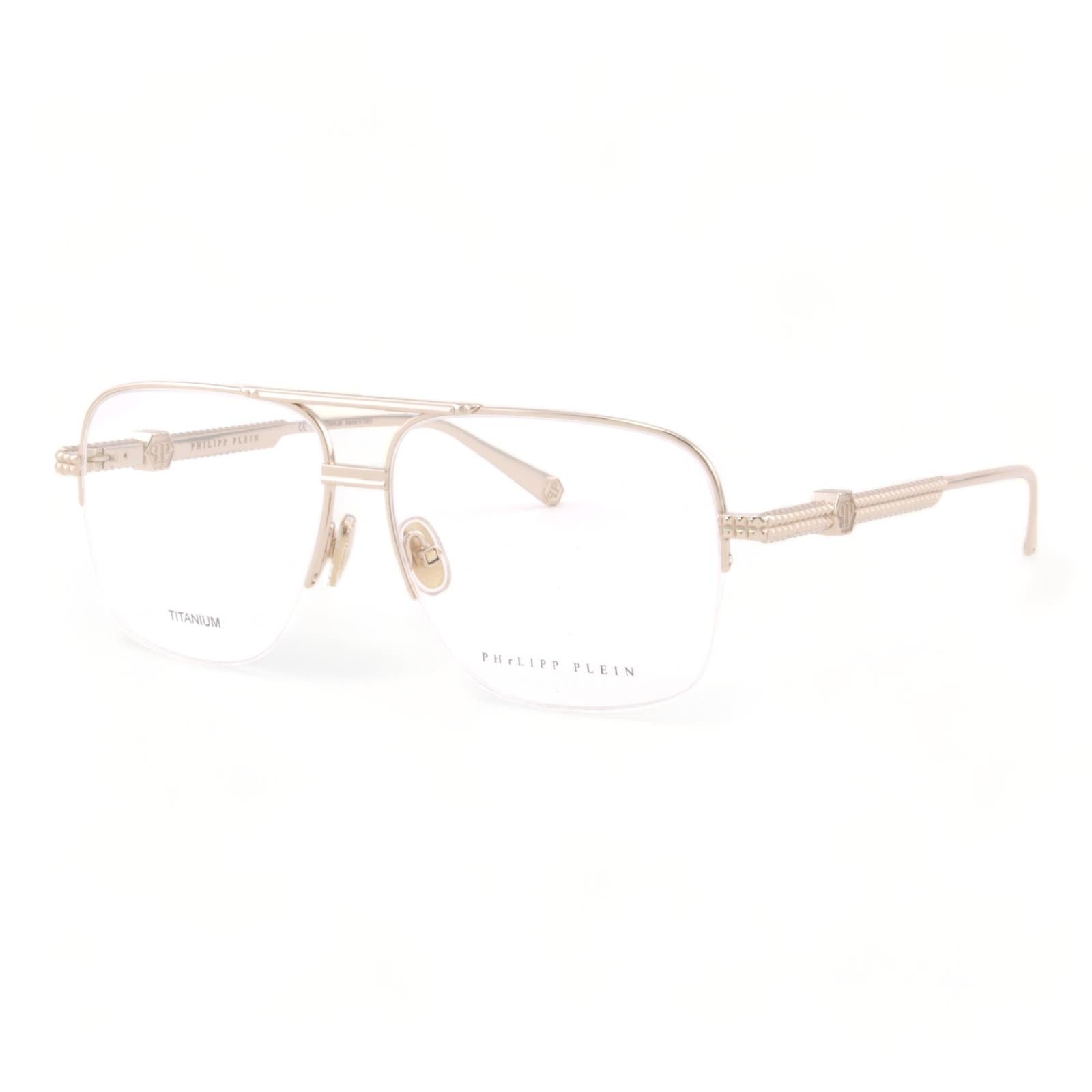 Men Square Glasses VPP063W-0349 Gold Titanium Semi Rimless Optical Frame