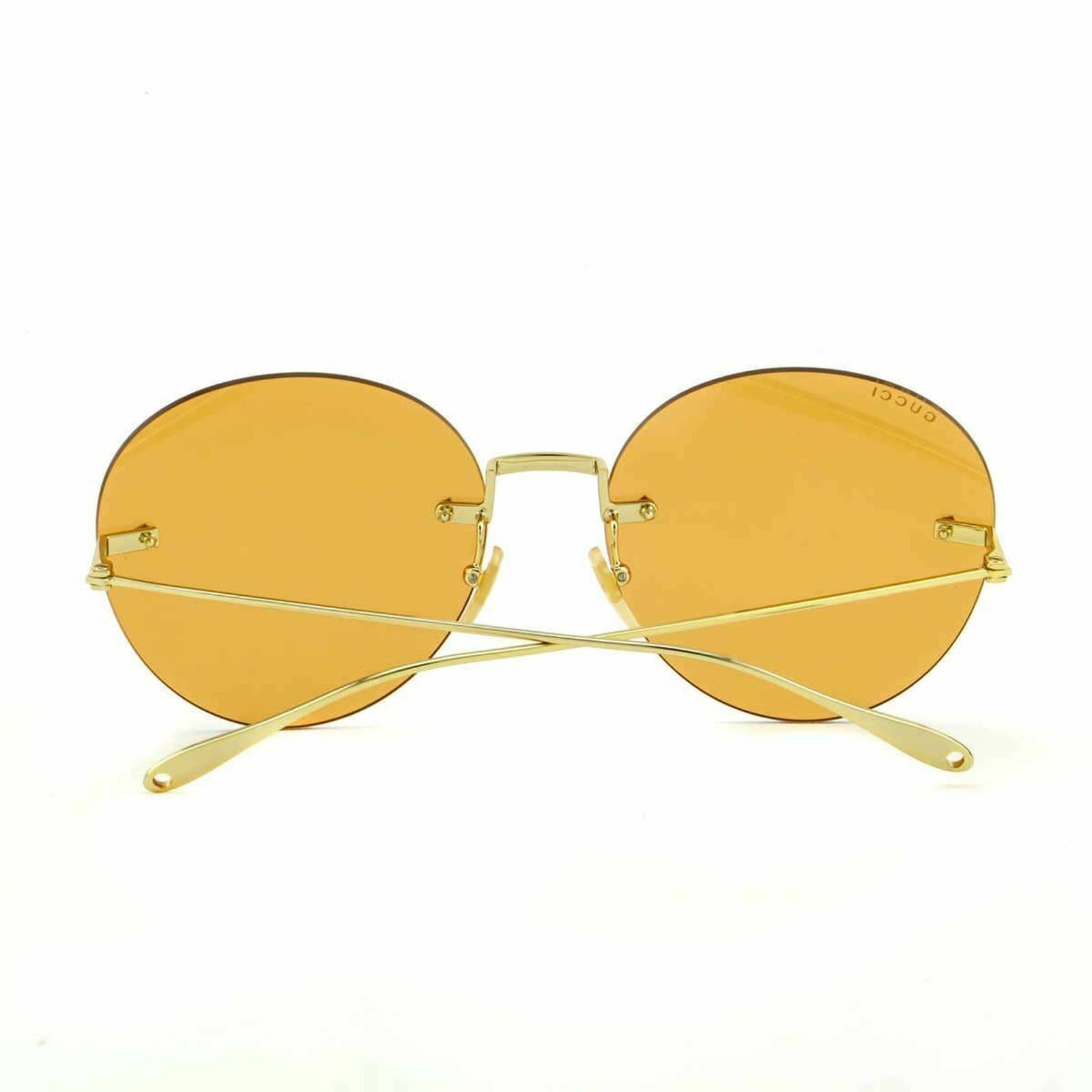 Women Gold Orange Rimless Round Sunglasses GG1149S-007