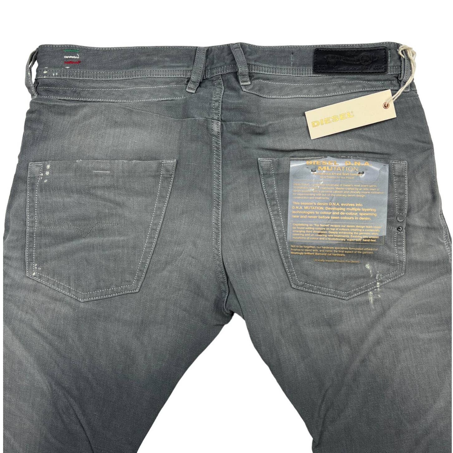Diesel Men Grey Jeans Slim Fit US 27 Buttons Linen Cotton