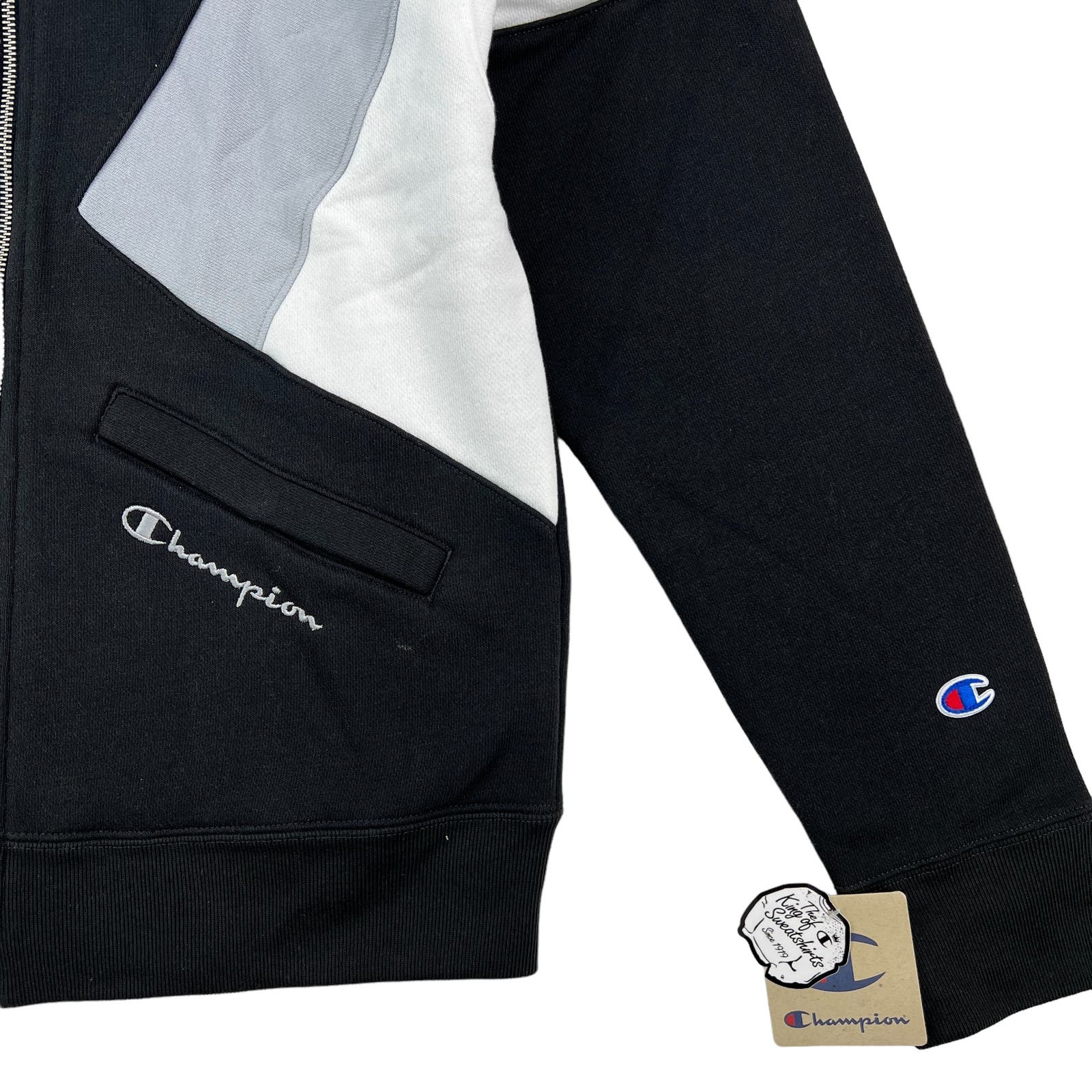Champion Men Black Full Zip Track Jacket US S Reverse Weave Colorblock