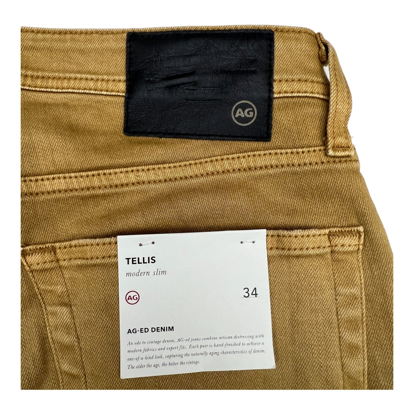 AG-ED Denim Tellis Men Brown Jeans US 34 Slim Fit Cotton