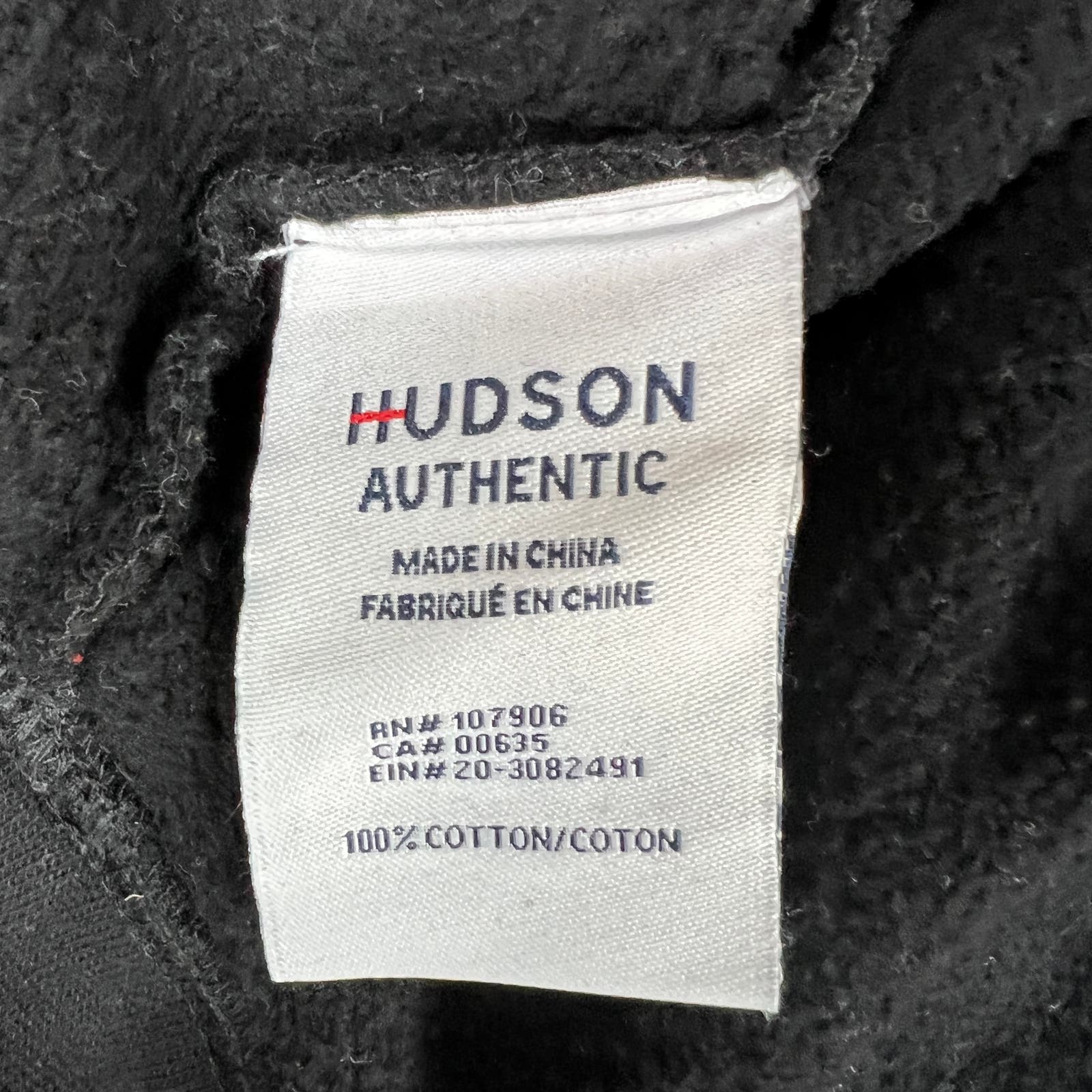 Hudson Authentic Men Black Hoodie US S Long Sleeve Pullover 100% Cotton