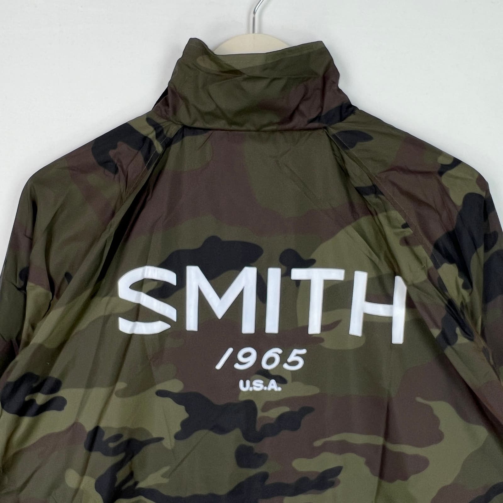 Smith Men Coaches Jacket US S Snap Front Olive Camo Windbreaker Beimar