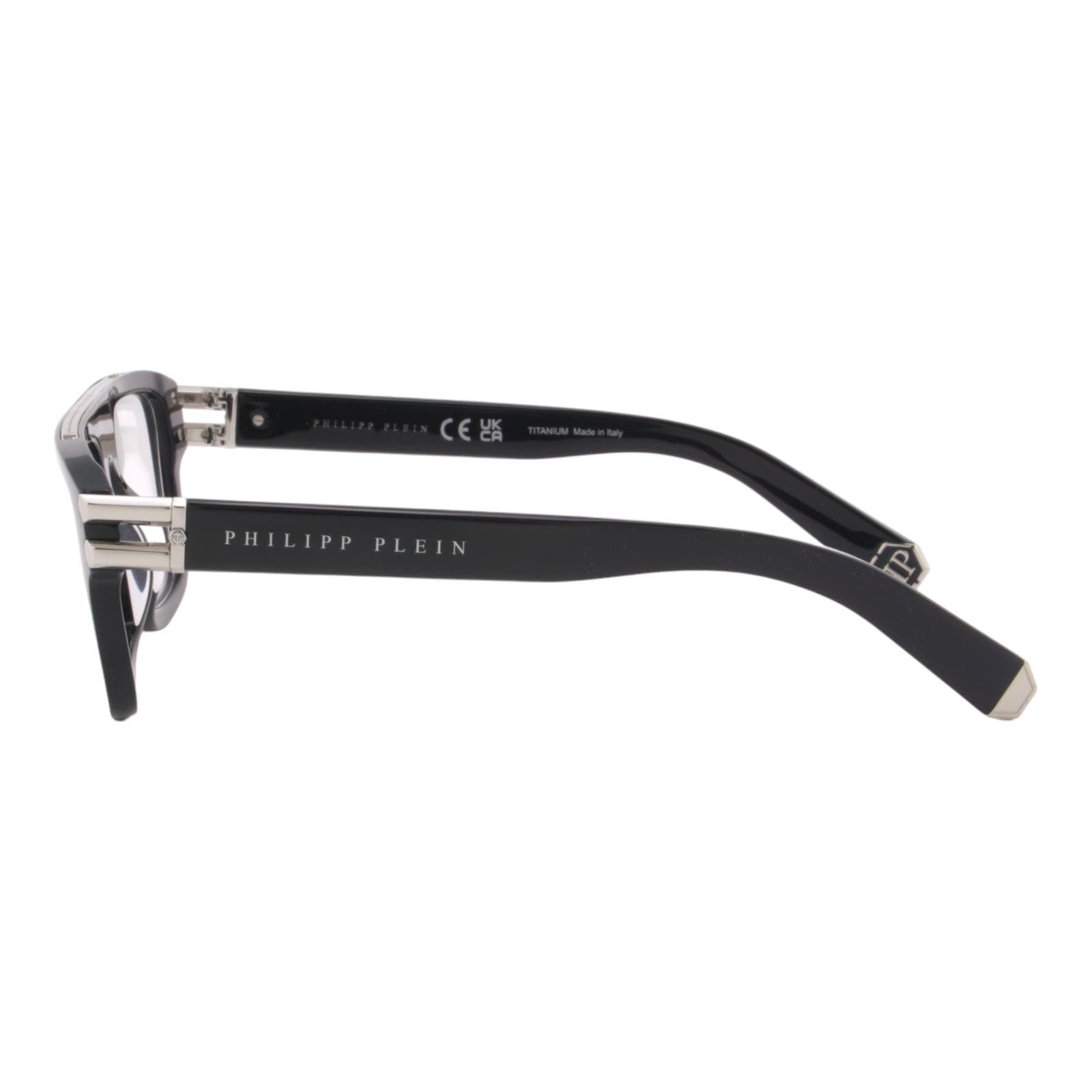 Men Square Glasses VPP021M-700Y Black Optical Frame Silver Titanium