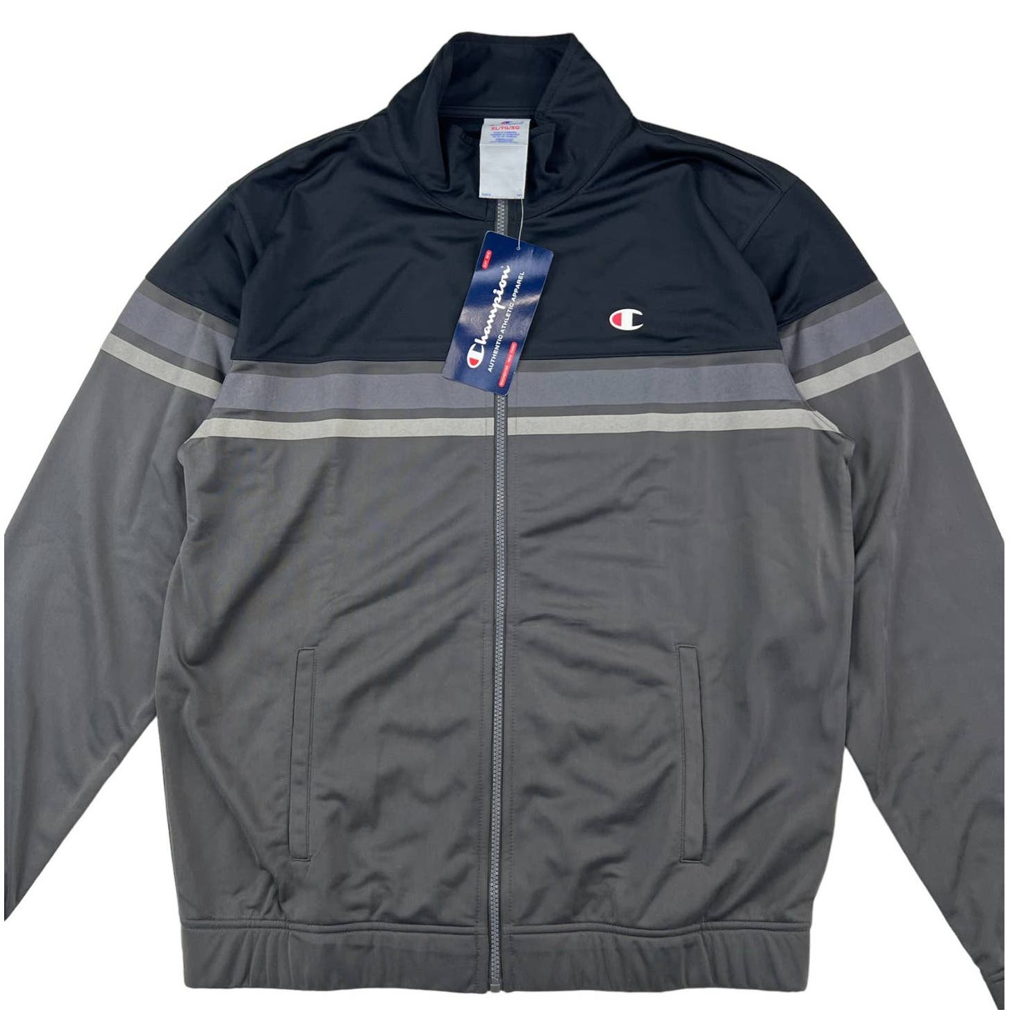 Champion Men Grey Full Zip Jacket US XL Sport Casual Long Sleeve