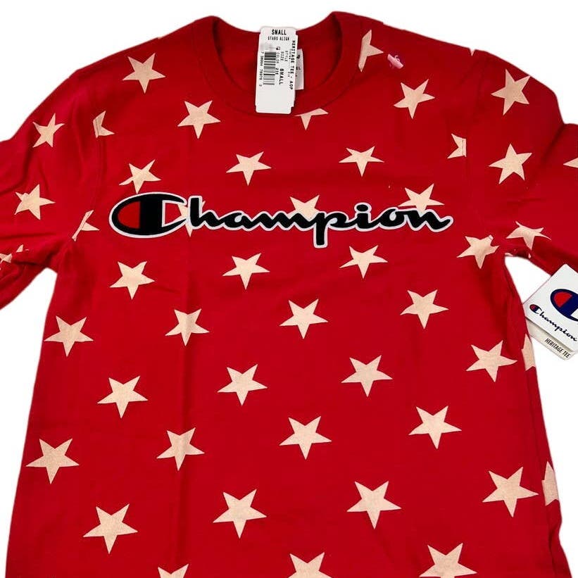 Champion Men Red T-Shirt US S Heritage Cotton Tee