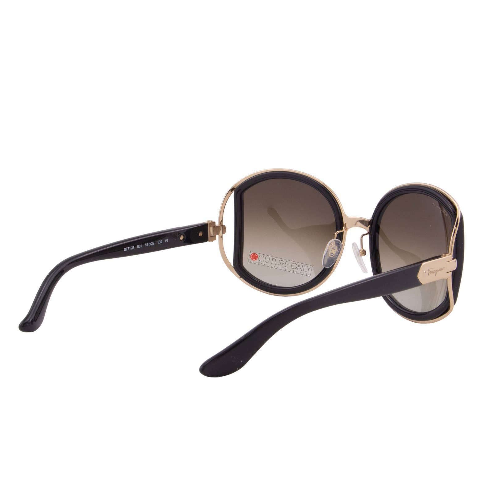 Women Round Oversized Black Gold Sunglasses SF719S