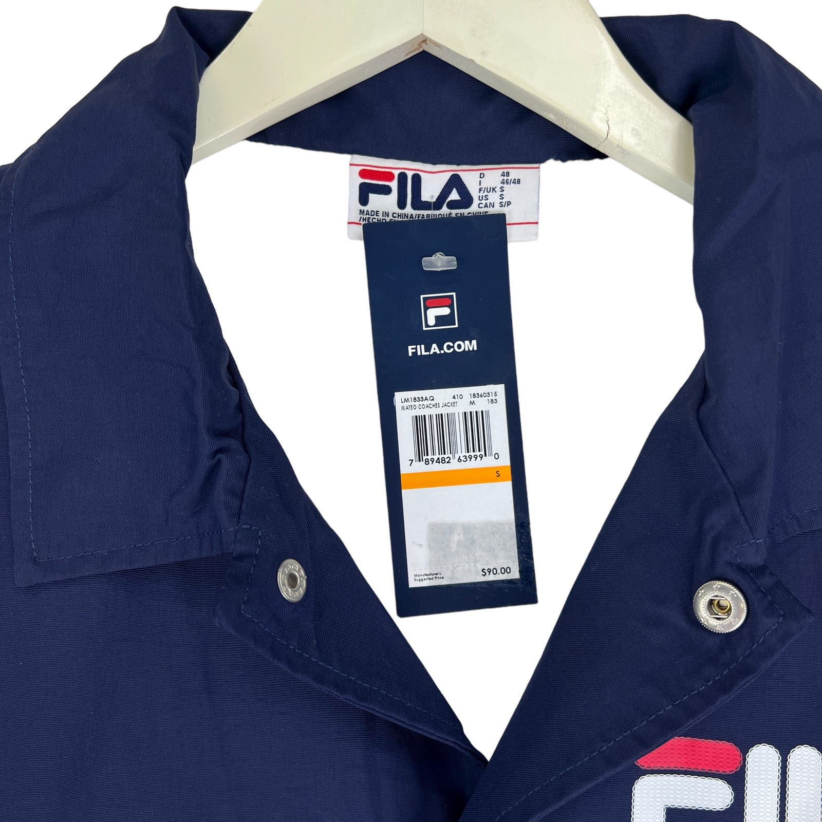 FILA Men Navy Sports Jacket US M Long Sleeves Windbreaker