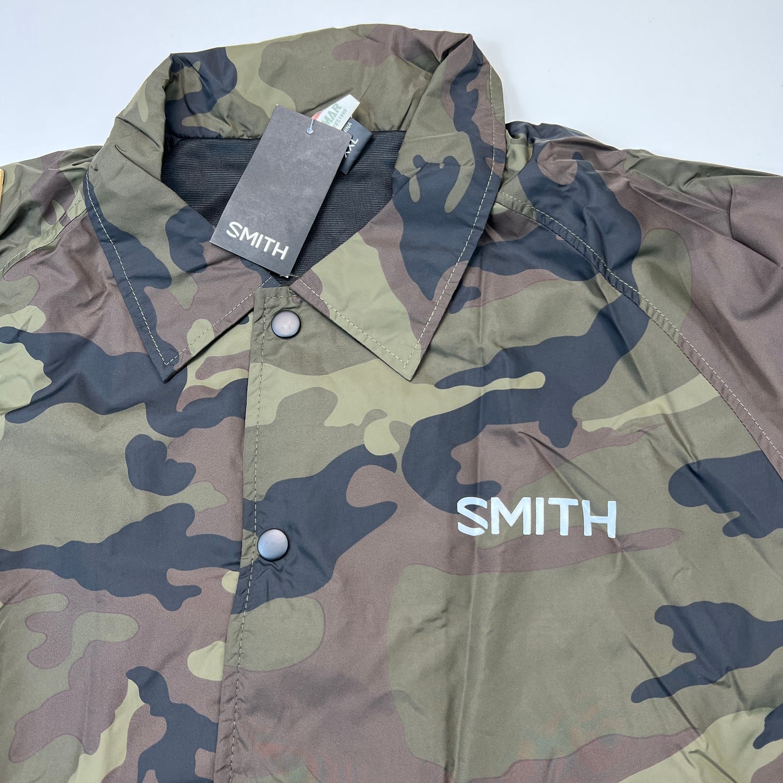 Smith Men Coaches Jacket US S Snap Front Olive Camo Windbreaker Beimar