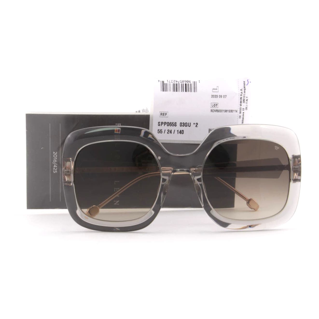 Women Designer Sunglasses SPP065S-03GU Oversized Square Transparent Frame